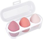 Feelhigh Makeup Sponge Case Blender Beauty Foundation Holder Blending Sponge Egg Set Makeup Sponge Wet And Dry Storage Box Egg Sponge Organizer Stocking Stuffers Gift for Women