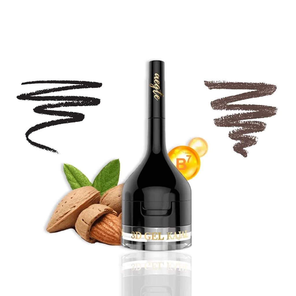Aegte 3in1 3D Gel Kajal Eyeliner Eyebrow Filler Smudgeproof & Waterproof with Almond & Biotin Long Lasting formula