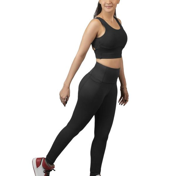 STRCH Nylon Cross Back Sports Bra for Women – Medium Support, Removable Padded Bra for Gym, Yoga, Running, Super Stretch, Sweat-Wicking, Lightweight, Breathable, Elastic Bottom Band for Grip