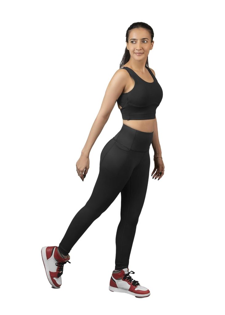STRCH Nylon Cross Back Sports Bra for Women – Medium Support, Removable Padded Bra for Gym, Yoga, Running, Super Stretch, Sweat-Wicking, Lightweight, Breathable, Elastic Bottom Band for Grip