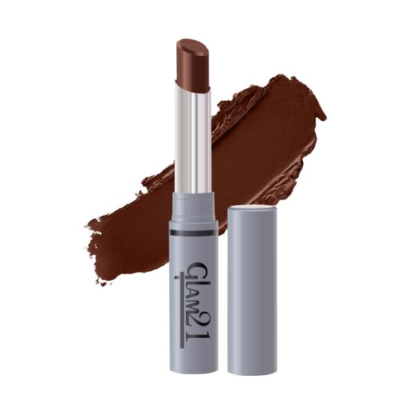 Glam21 Long Lasting Non-Transfer Lipstick|Creamy Matte Formula | Smudge-Free | HD-Colored lips - 2gm| Brownie-12