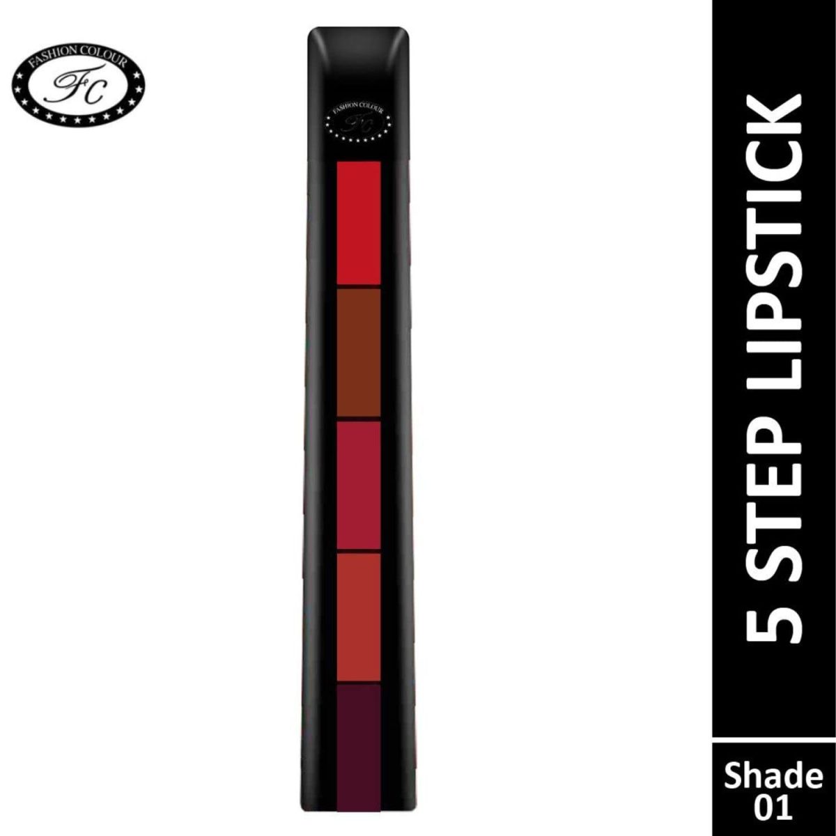 FASHION COLOUR 5-in-1 Lipstick | Long Lasting | Matte Finish | Compact & Easy to Use | Intense Color Payoff | Non-Sticky & Non-Drying | Infused with Shea butter and Jojoba oil to prevent dryness | Travel Friendly | 7.5gm | (Shade 1) - Image 6