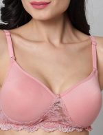 Emavic Women's Cotton Blend Lightly Padded Non-Wired Half Lace Padded T-Shirt Bra Combo Pack of 3 - Image 6