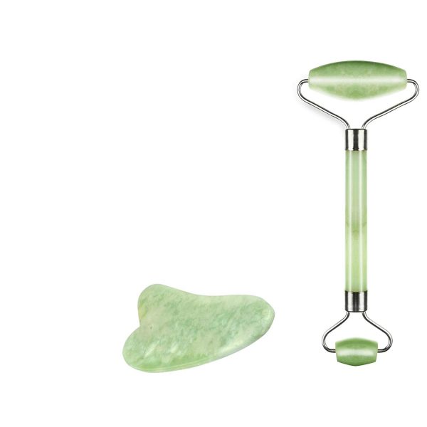 Truweo Jade Roller And Gua Sha Scraping Massage Tool - Himalayan Anti-Aging Natural Facial Jade Stone Set - Face Eye Neck Beauty Roller For Slimming And Firming - Rejuvenate Skin And Remove Wrinkles