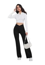 Imperative Women's Flared Fit High Rise Leggings Black Medium
