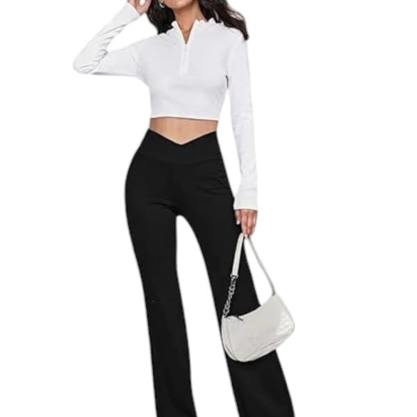 Imperative Women's Flared Fit High Rise Leggings Black Medium