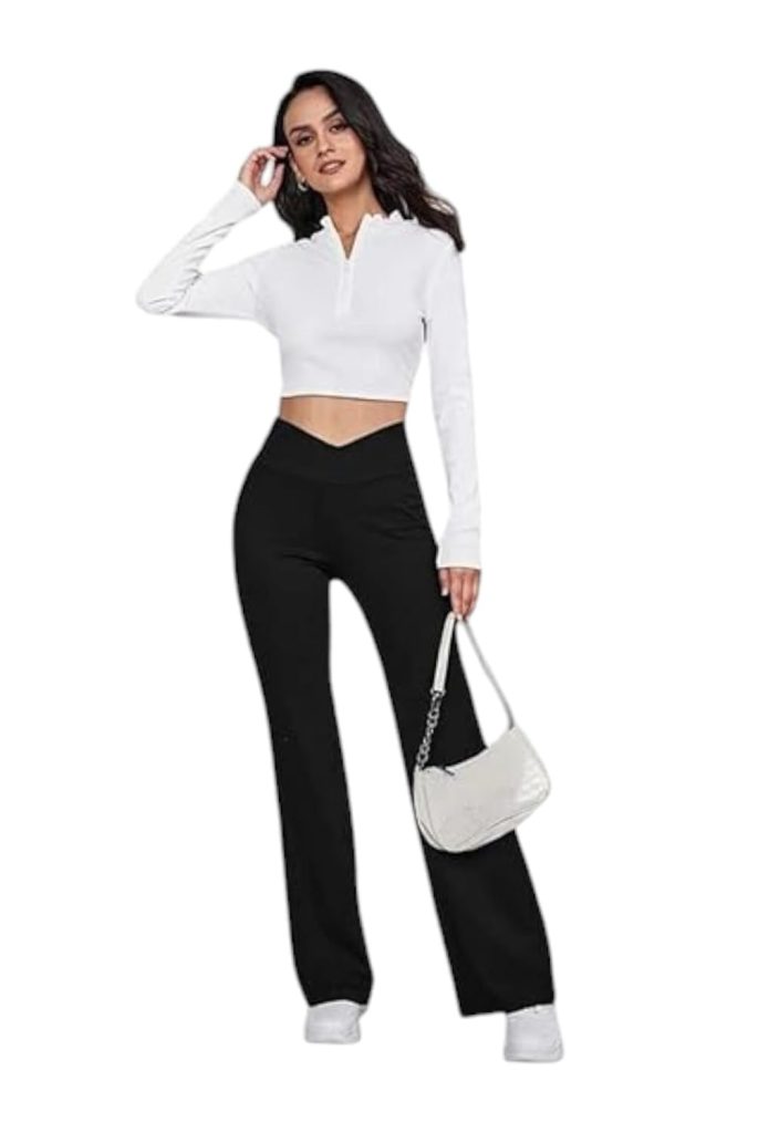 Imperative Women's Flared Fit High Rise Leggings Black Medium