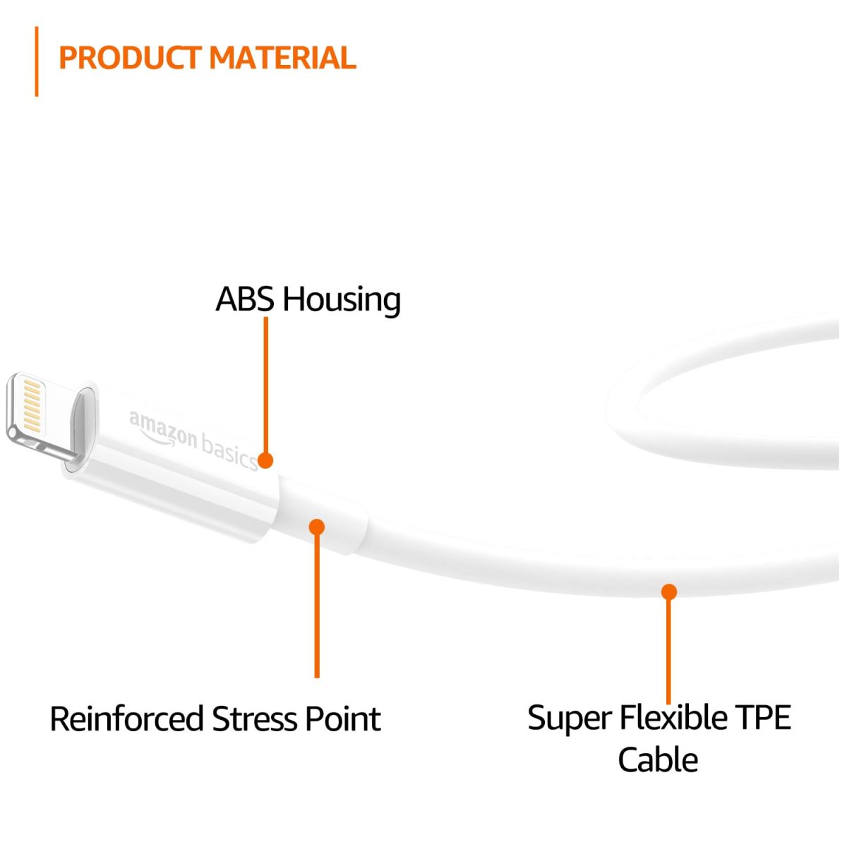 amazon basics TPE Type-C to Lightning Cable | 30W Fast Charging, 480Mbps Data Transfer Speed | Compatible With iPhone, iPad Air, Pro, Mini, iPad | 1 meter (White) - Image 2