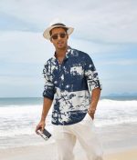 MADHAVISTA Men's Cotton Blend Full Sleeve Printed Short Kurta with Mandarin Collar Crafted from a Premium Cotton Blend - Image 2