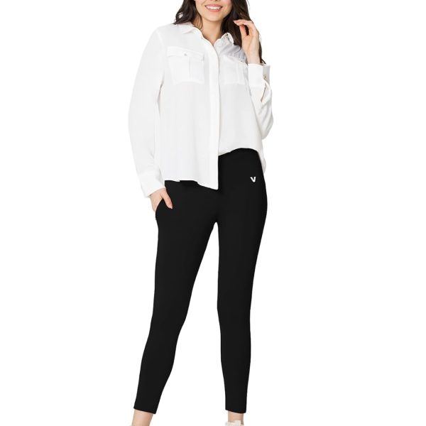 VSTAR PL02 Women Ankle Length Stretchable Slim Fit Leggings with Secured Side Pocket | Moisture-Wicking | Soft Waistband & Cotton-Elastane Fabric
