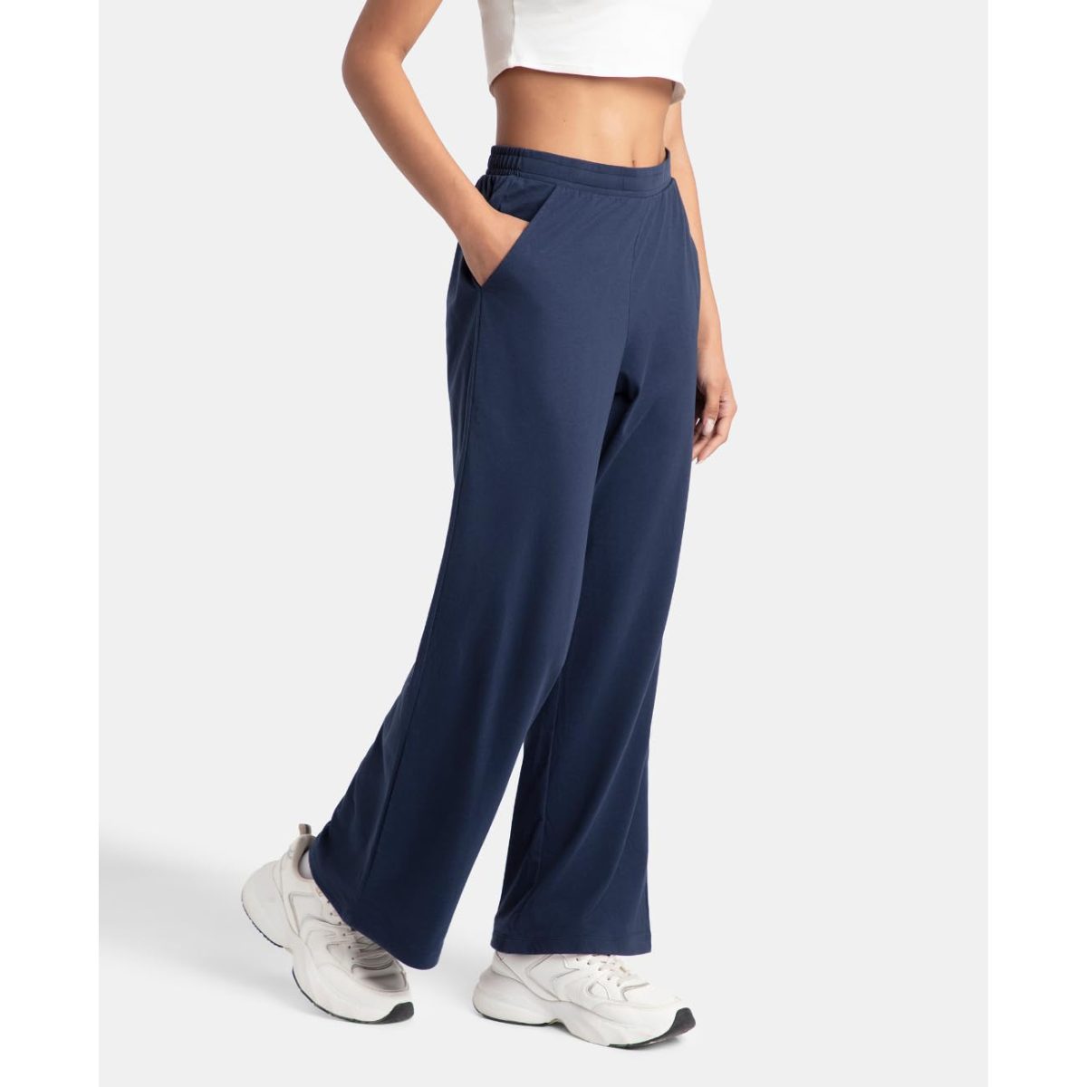 Jockey A158 Women's Super Combed Cotton Rich Straight Fit Mid Rise Wide Leg Pants - Image 2