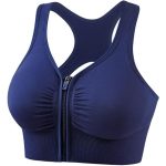 GLAMORAS Nylon Elastane Women Padded Wirefree Front Zip Closure Sports Bra Medium Impact Yoga Bras Racerback Workout Gym Bra, Size- S-3XL - Image 3
