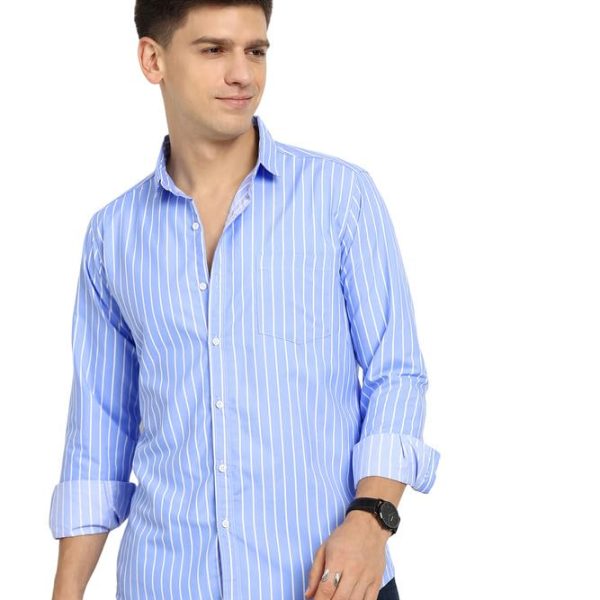Men's Cotton Casual Wear Striped Regular Fit Shirt