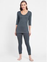Jockey Women's Cotton Thermal Set (Top & Bottom Both, Charcoal) - Image 8