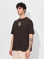 The Souled Store Poster Men and Boys Short Sleeves Round Neck Brown Graphic Printed Cotton Oversized T-Shirts - Image 4