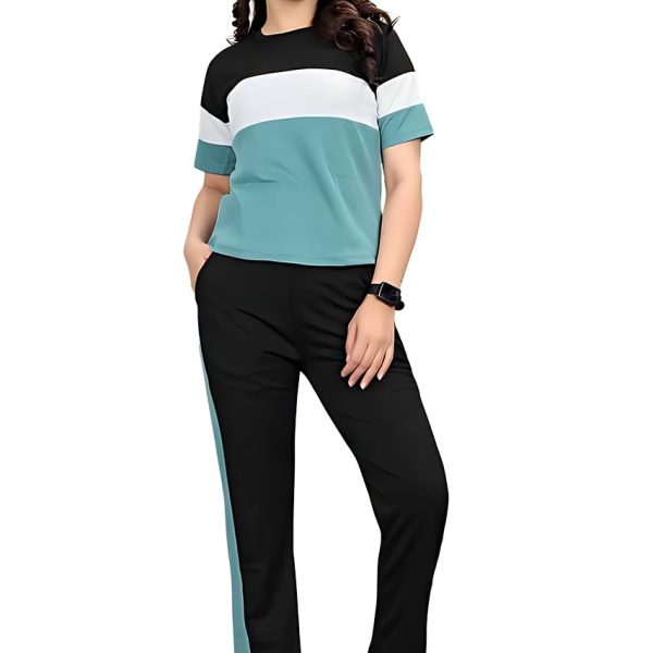DTR FASHION Cotton Lycra Blend Front Taped Tracksuit