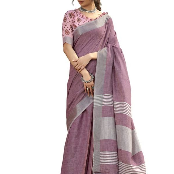Satrani Women'S Cotton Self Woven Saree With Unstitched Blouse Piece