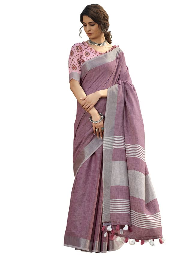 Satrani Women'S Cotton Self Woven Saree With Unstitched Blouse Piece