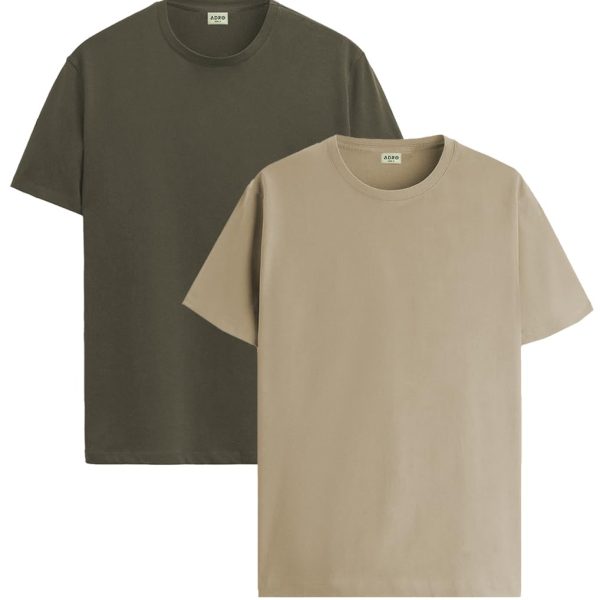 ADRO Men's Cotton Regular Fit Combo Plain Solid T-Shirt Pack of 2