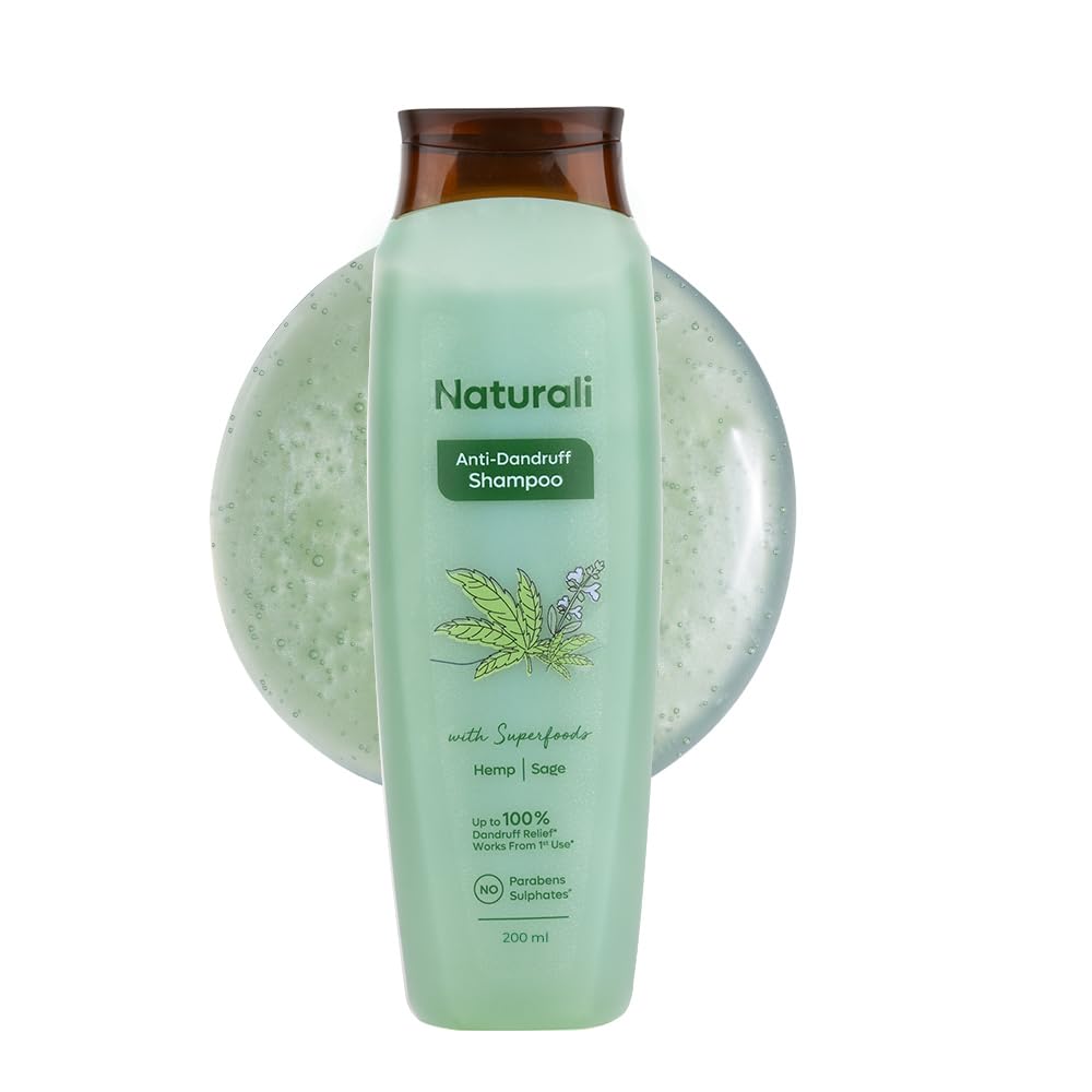 Naturali Anti Dandruff Shampoo Up To 100% Relief with Salicylic Acid | No Sulfate No Paraben | Anti Dandruff Shampoo for Man & Women | 200 ml