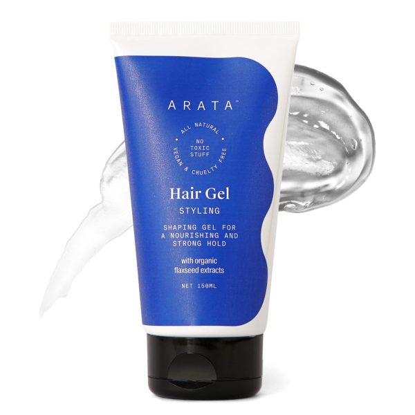 Arata Flax Seed Extract Styling Hair Gel | Medium to Strong Hold | Sleek, Slicked Back Styles | Manages Frizzy Hair and Flyaways | Non-Sticky, Alcohol Free Formula | 150 ML
