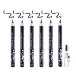 Dazller Eyebrow Pencil with Sharpener|Water-Resistant|Long Stay|Creamy Wax Formula|Infused with Carnauba & Castor Oil|Brown-2|Pack of 6|9g