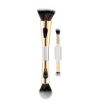 Winkelen 4 in 1 Travel Brush with Multifunctional Foundation Brush, Powder Brush, Eyeshadow Blending & Flat Professional Brush | Soft Bristles Makeup Brushes Set for Women, Girls