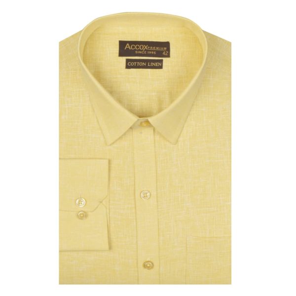 ACCOX Men's Long Full Sleeves Regular Fit Cotton Linen Formal Plain Shirts(GCR53)