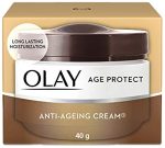 Olay Age Protect |with Salicylic Acid, Aloe Vera Extract, BHA |Stimulates skin's renewal process, gives radiant, younger looking skin |Suitable for Normal, Dry, Oily & Combination skin |40 gm