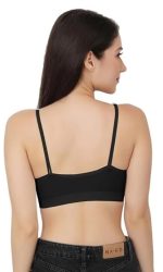 SIZZERS Women's Cotton Wire-Free Full Coverage Lightly Padded Sports Bra - Comfortable & Supportive Everyday Wear - Pack of 3 (Size- 28 to 32, Multicolor Black Pink Grey) - Image 8
