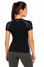 JUST RIDER Women's Compression Fit Sports T-Shirt – Black Fitness Wear, Quick-Dry Activewear Top for Gym, Yoga & Running - Image 2