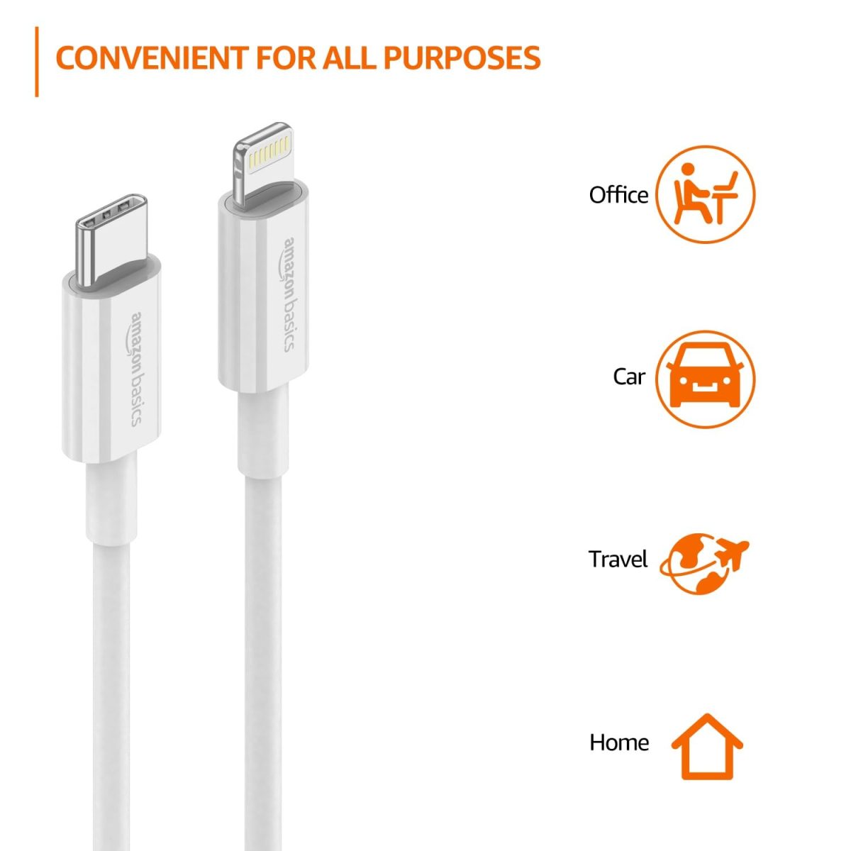 amazon basics TPE Type-C to Lightning Cable | 30W Fast Charging, 480Mbps Data Transfer Speed | Compatible With iPhone, iPad Air, Pro, Mini, iPad | 1 meter (White) - Image 7