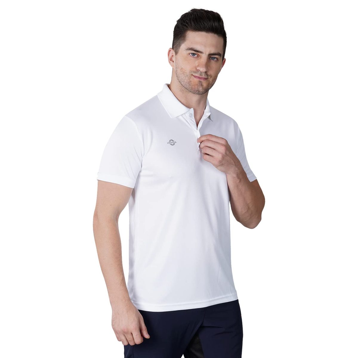 Nivia Solid Men's Dotted Micro Polyester Regular Fit T-Shirt - Image 4