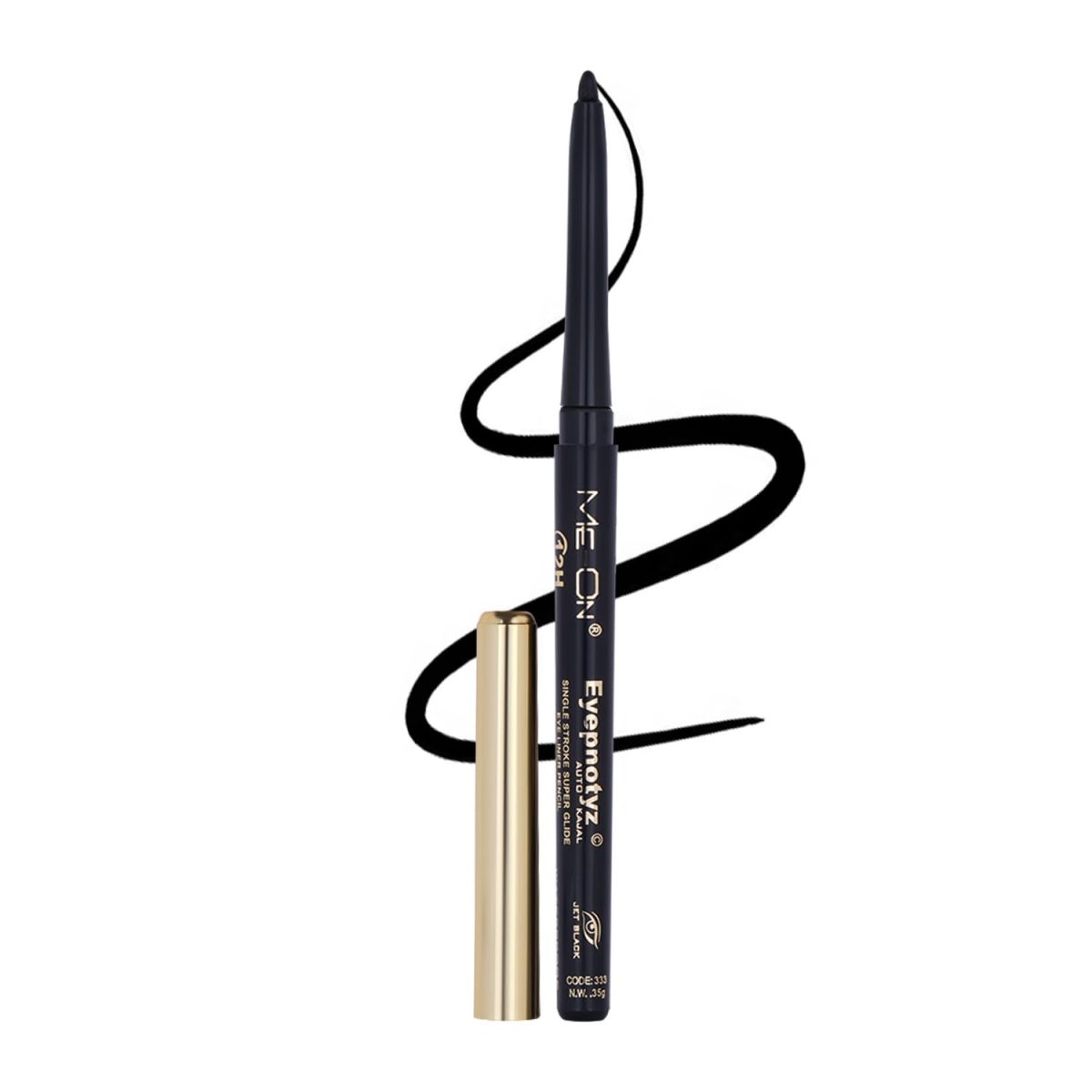ME-ON Eyepnotyz Auto Kajal I Smudgeproof I One Stroke Application I Water Resistant I Jet Black Pigment I 12H Stay - 0.35gm