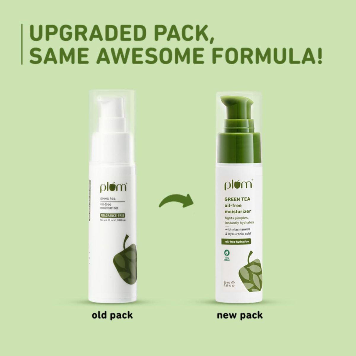 Plum Green Tea Oil-Free Face Moisturizer | With Niacinamide & Hyaluronic Acid | Fights Pimples & Hydrates | Fades Blemishes & Brightens Skin | Non-Sticky & Long-Lasting Moisturizer for Face | 50ml - Image 2