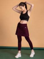 Clovia Women's Snug-Fit High Rise Active Skirt with Attached Tights in Purple - Image 2