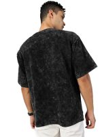 boffi ... 100% Cotton Oversized T-Shirt High Print Unisex Drop Shoulder Dye Washed Street Look Black Pack of 1 - Image 2