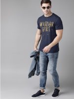 Attitude Start of Fashion Printed Men Round Neck Blue T-Shirt (L) (Blue-WRR sprt-15_L) - Image 2
