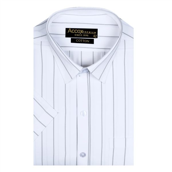 ACCOX Men's Cotton Half Sleeves Striped Checkred Regular Fit Formal Shirt for Men(GCR278)