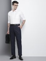 The Indian Garage Co Men's Cotton Slim Fit Solid Full Sleeves Cutaway Collar Formal Shirt - Image 2