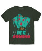 THREADCURRY Ice Domino | Fun Comic Summer Adventure Cotton Graphic Printed Tshirt for Boys Olive