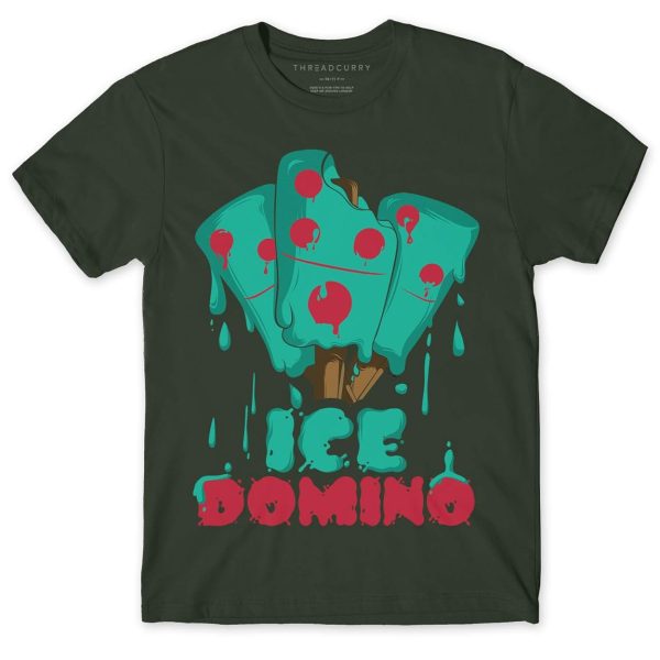 THREADCURRY Ice Domino | Fun Comic Summer Adventure Cotton Graphic Printed Tshirt for Boys Olive