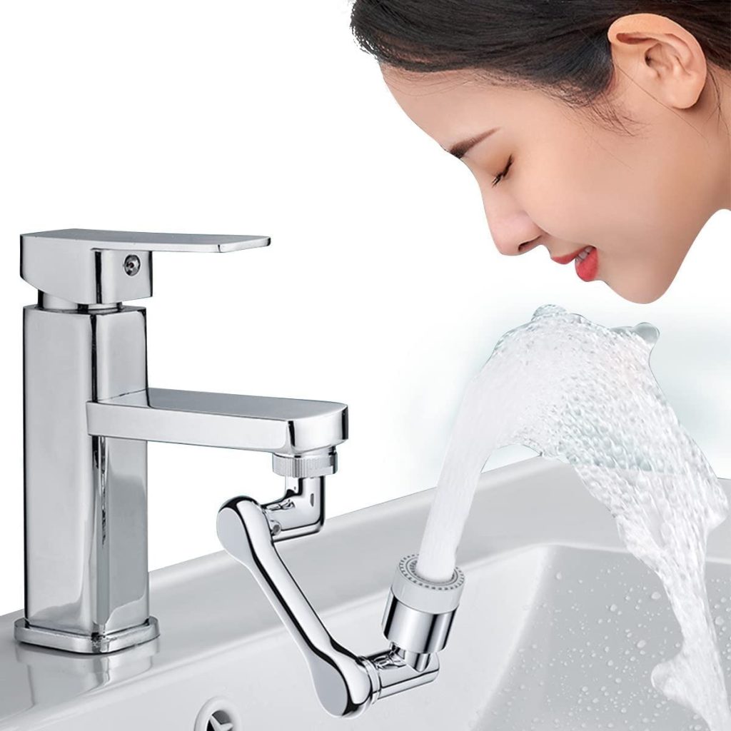 IONIX Faucet Extender Universal 1080° Swivel Robotic Arm Swivel Extension Faucet Aerator, ABS plastic Chrome Finish body
