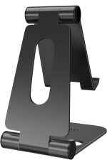 ELV Aluminum Adjustable Mobile Phone Foldable Holder Tabletop Stand, Dock Mount for All Smartphones, Tabs, Kindle, iPad (Black) - Image 10