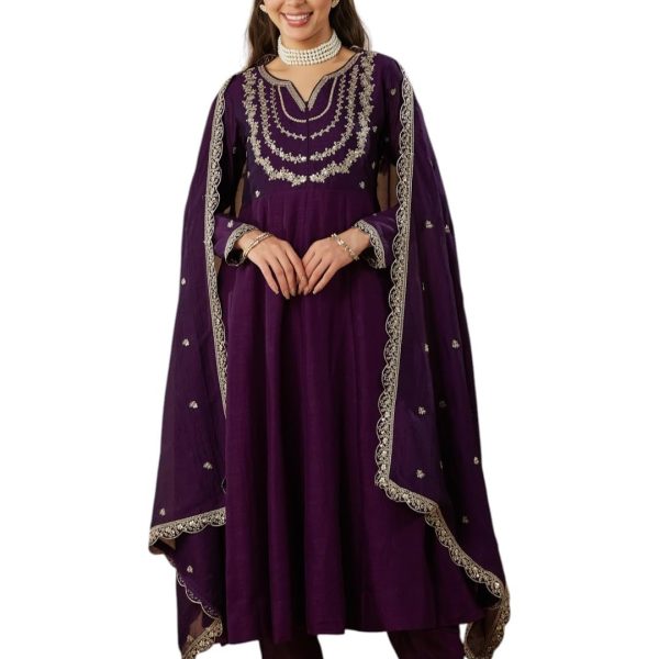 MOKOSH Women's Silk Embroidered Anarkali Set (444)