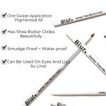 Blur India Darker Than My Ex's Soul Kajal & Lip Liner | Non Smudge, Long Lasting, Super Pigmented, Water-proof | Enriched with Shea Butter and Vitamin-E | 35g | White - Image 2