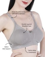 D DIVINE Reason for million smiles Women's Cotton-Lycra Non-Padded Non-Wired Full Coverage Bra with Broad Shoulder Straps Combo Pack of 3 - Image 3