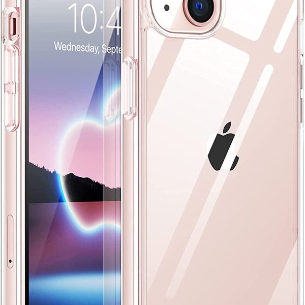 Amozo Ultra Hybrid Camera and Drop Protection Back Cover Case for iPhone 13 (TPU + Polycarbonate | Crystal Transparent)