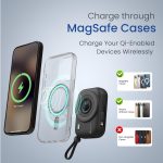 Portronics Power Shutter 10000mAh 15W Magnetic Wireless Fast Charging Powerbank with in-Built Type C & 8 Pin Cable, 22.5W Type C PD Output, Type C Bidirectional Port, LED Display (Black) - Image 3
