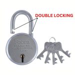 Foora Round 50mm Lock with 5 Keys, Double Locking, 7 Lever Small Padlock – Ideal for Home, Gate, and Door Security - Image 2